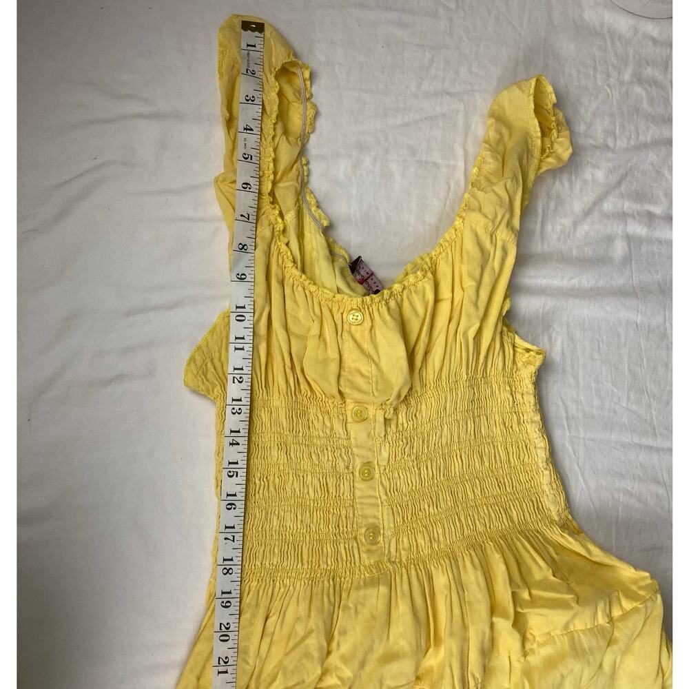 Speed Contral New York Milkmaid Dress Butter Yellow M? Lined Maxi Tiered Smocked - Picture 15 of 15